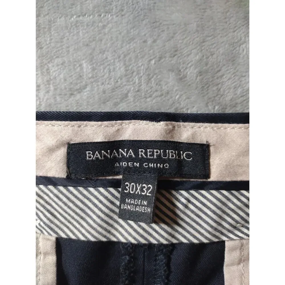 Banana Republic Aiden Chino Pants 30×32 Navy Blue Cotton Formal Office Preppy